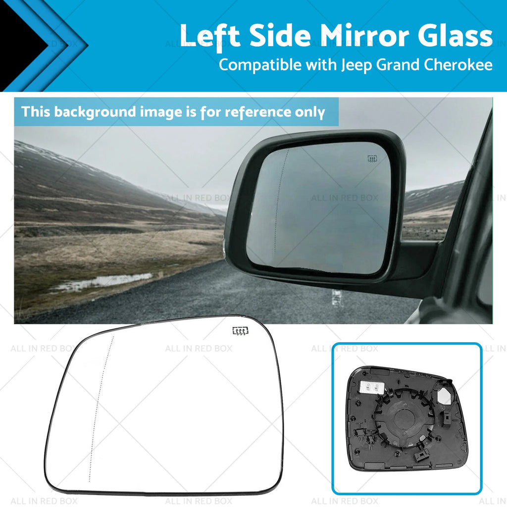 Left Heated Convex Mirror Glass for Jeep Grand Cherokee WK (2010–2021)