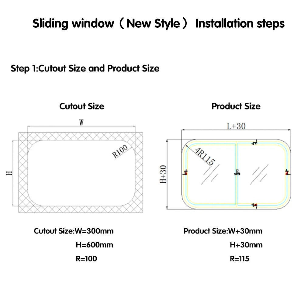 Vertical Slide Teardrop Windows for RV Trailer (12" x 24")