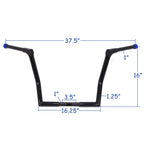 14" Black Ape Hanger Handlebar for Harley Touring 1986–Up w/ Batwing Road King