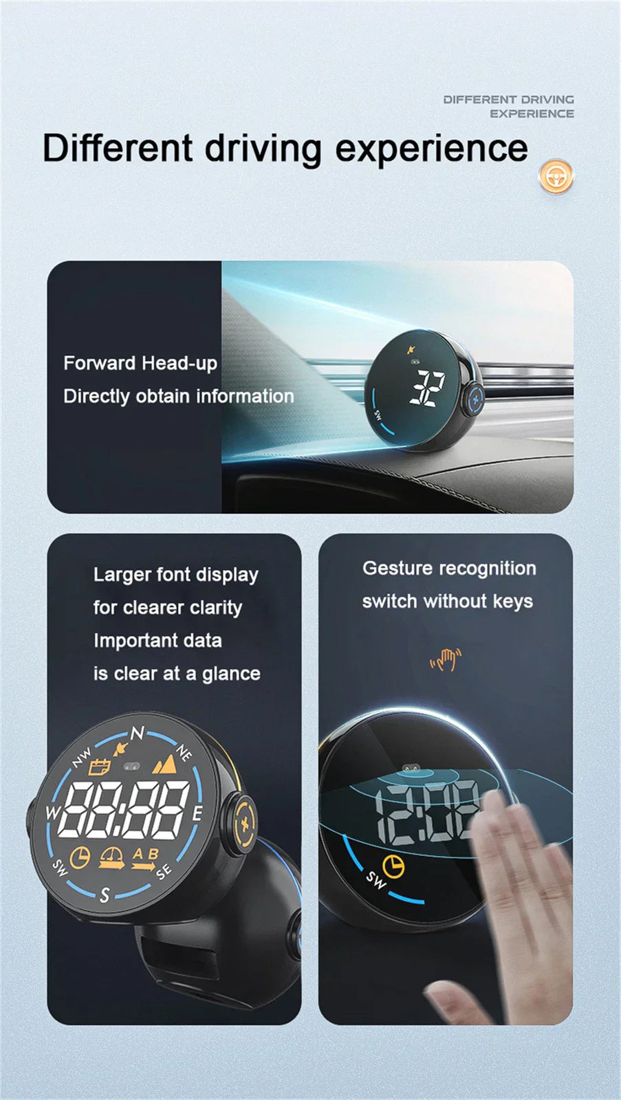 USB Car Dash HUD Speedometer Display Speed Alarm for Universal Models