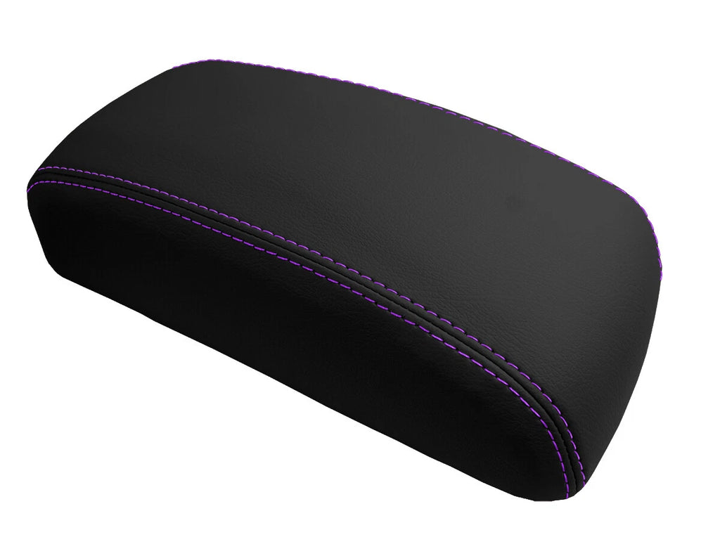 Leather Console Lid Pull Over Cover for Nissan Maxima (1997–1999) Purple Stitch