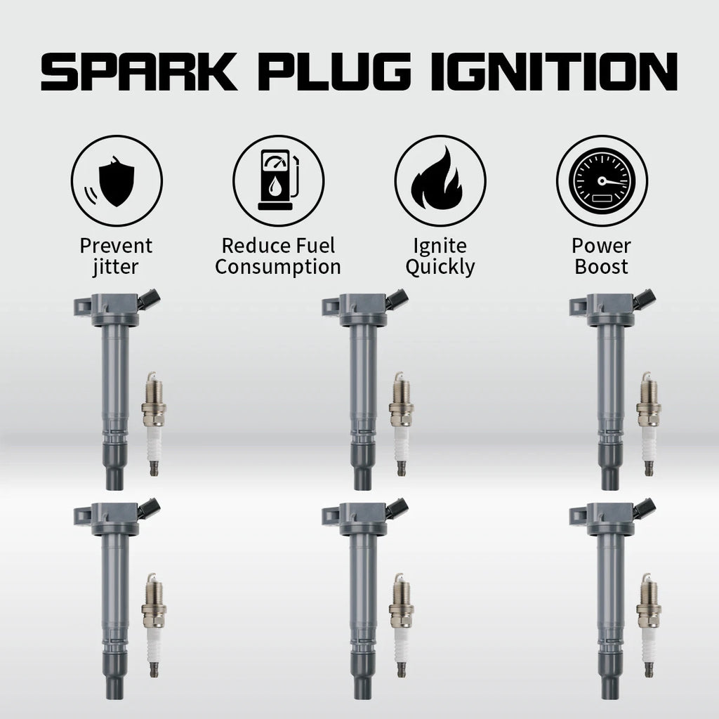 Set of 6 Ignition Coils + 6 Spark Plugs for Lexus GS300 GS350 IS250 LS460 Sequoia (2006–2019)