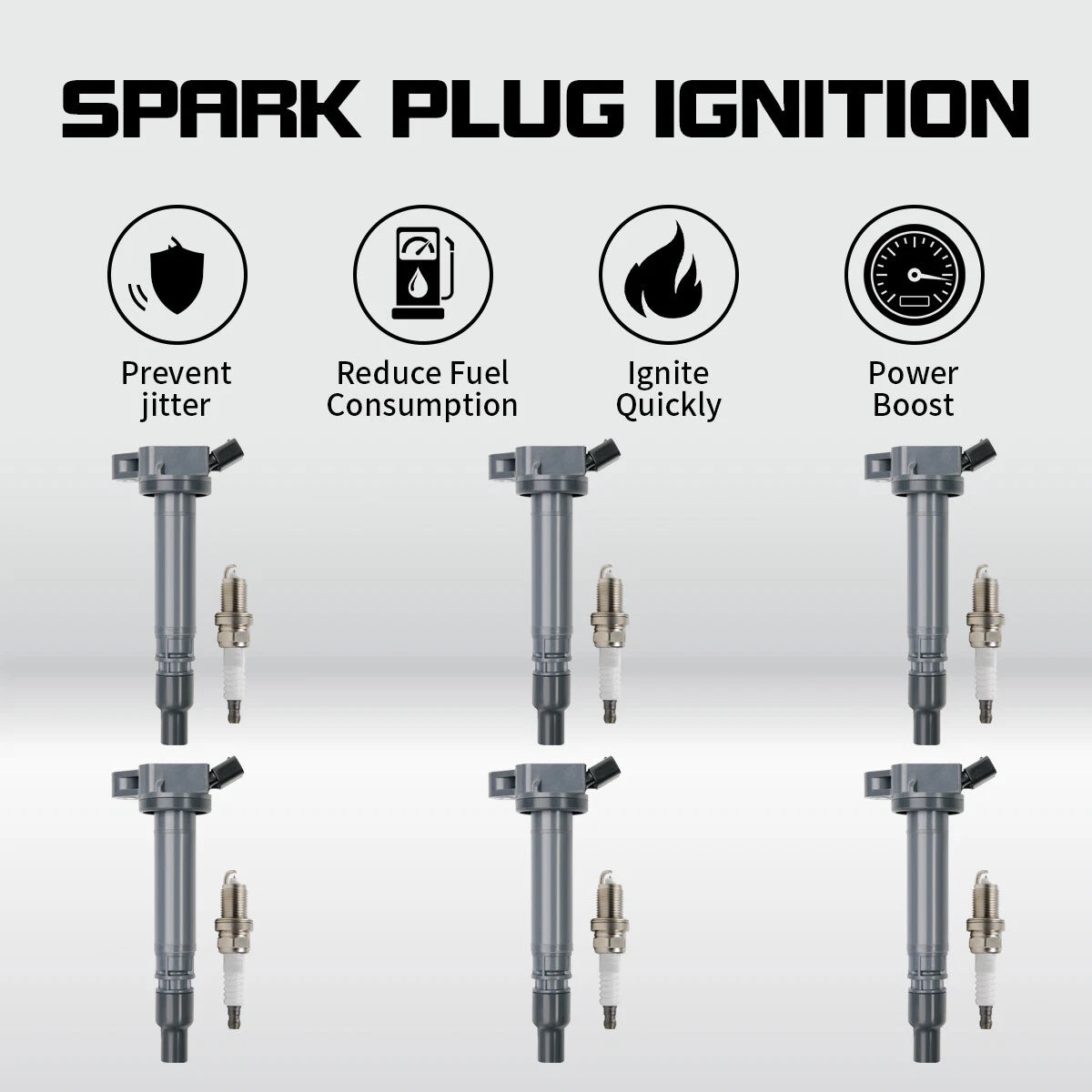 Set of 6 Ignition Coils + 6 Spark Plugs for Lexus GS300 GS350 IS250 LS460 Sequoia (2006–2019)