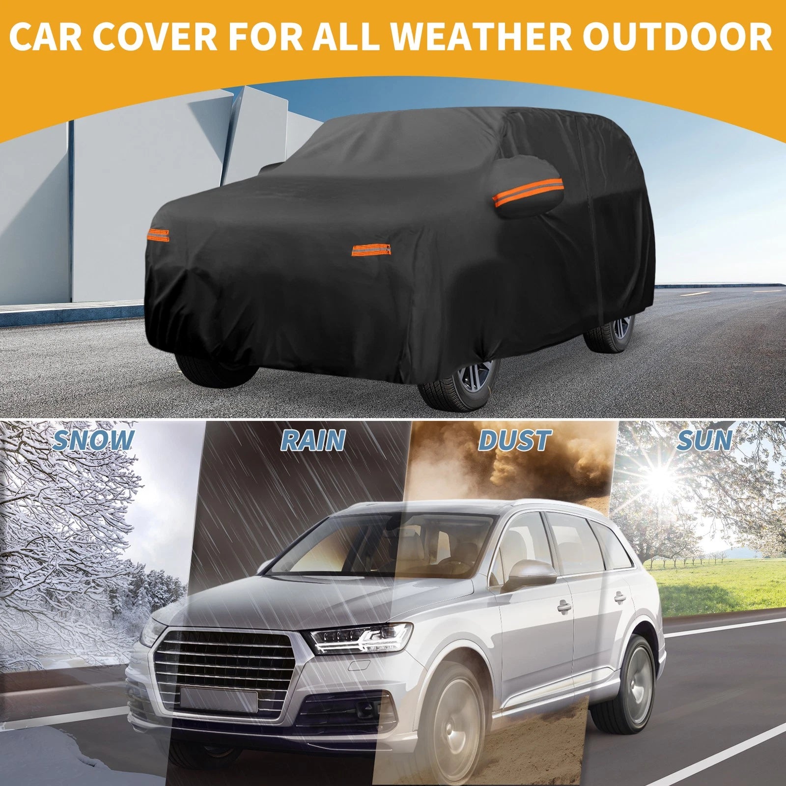Waterproof Car Cover for Toyota 4Runner (190T-PU, Black)