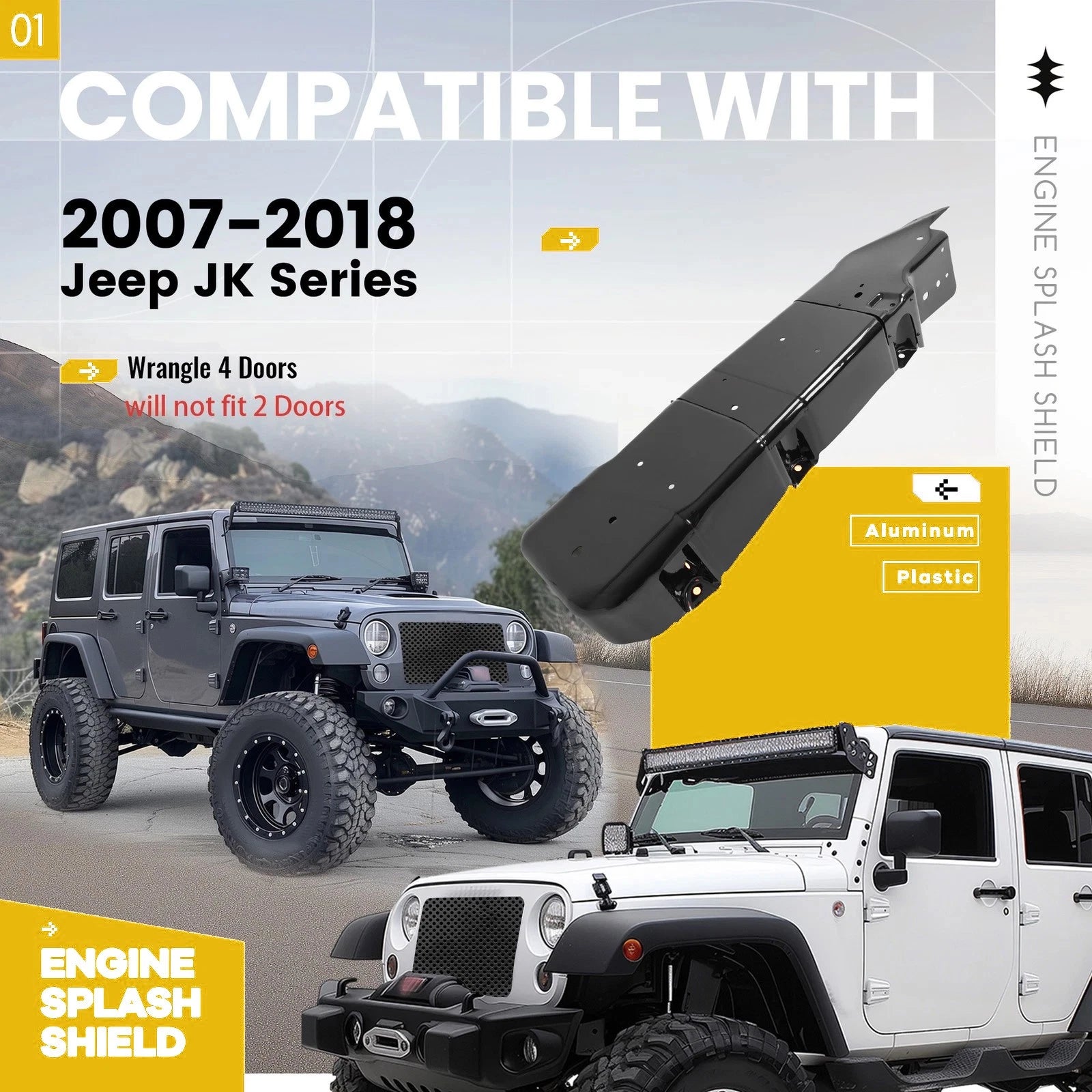 Gas Fuel Tank Skid Plate Guard for Jeep Wrangler JK (2007–2018) #52059747AD