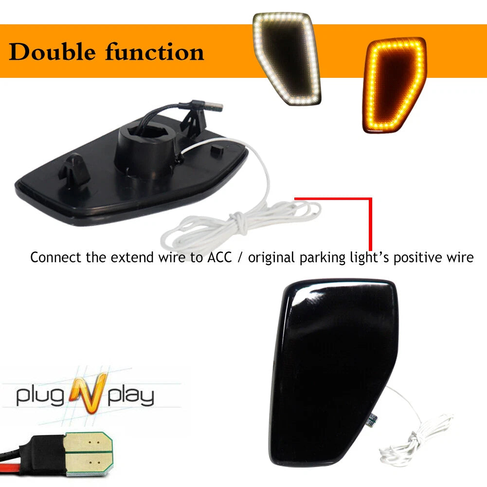Set of 2 Smoked LED Front Fender Side Marker Lights for Hummer H3 (2005–2010)