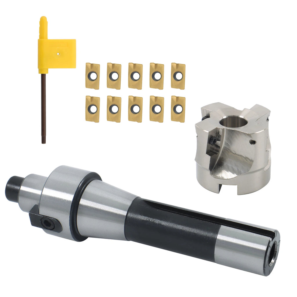 10Pc Carbide Insert Face End Mill Shell Cutter for R8 FMB22 (400R)