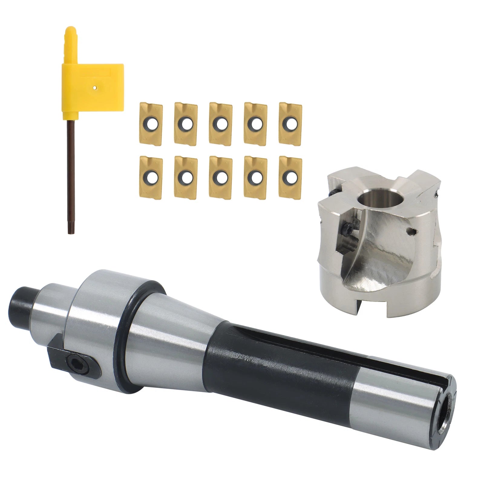 10Pc Carbide Insert Face End Mill Shell Cutter for R8 FMB22 (400R)