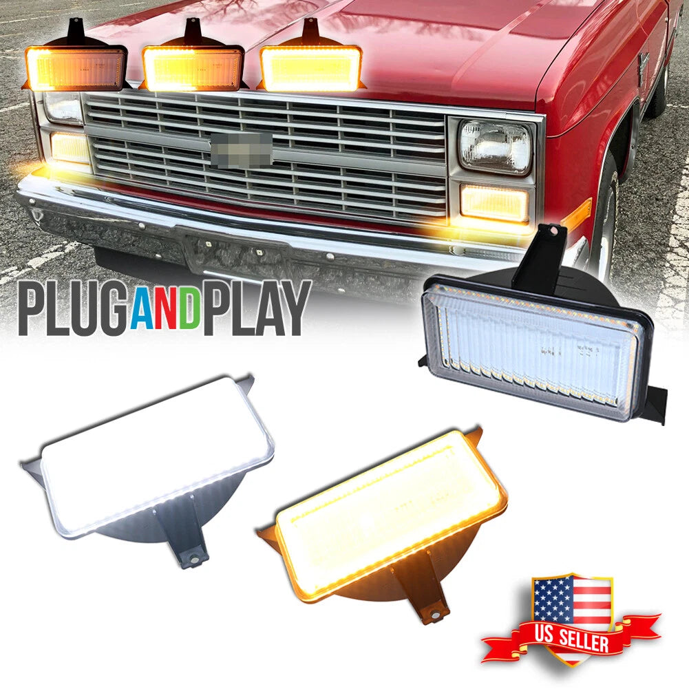 Clear Switchback LED Signal Blinker Corner Lights for Chevrolet GMC Pickup 