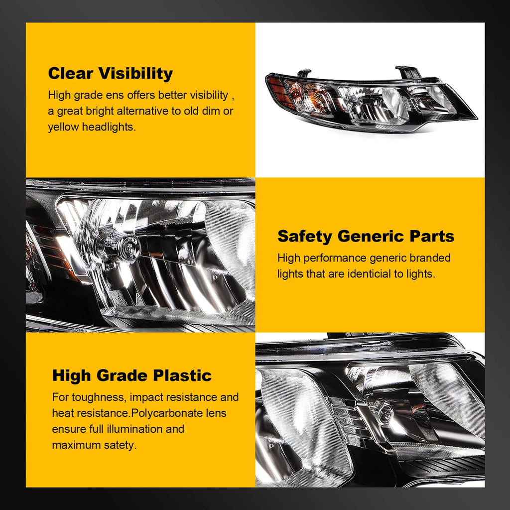 Headlight Assembly for Kia Forte Forte Koup (2010–2013) Pair with Bulbs