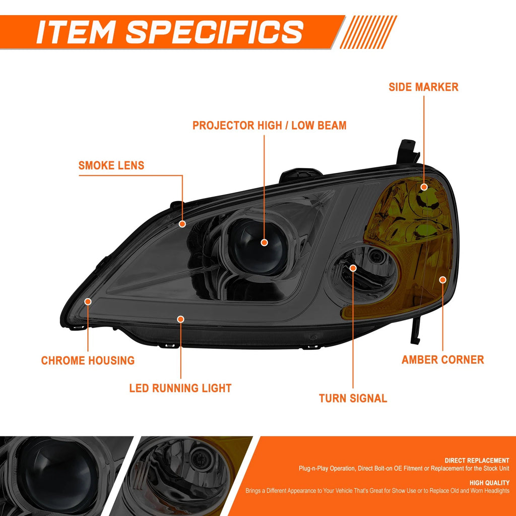 Right Side Chrome Amber Headlight for Nissan Frontier (2009–2021)