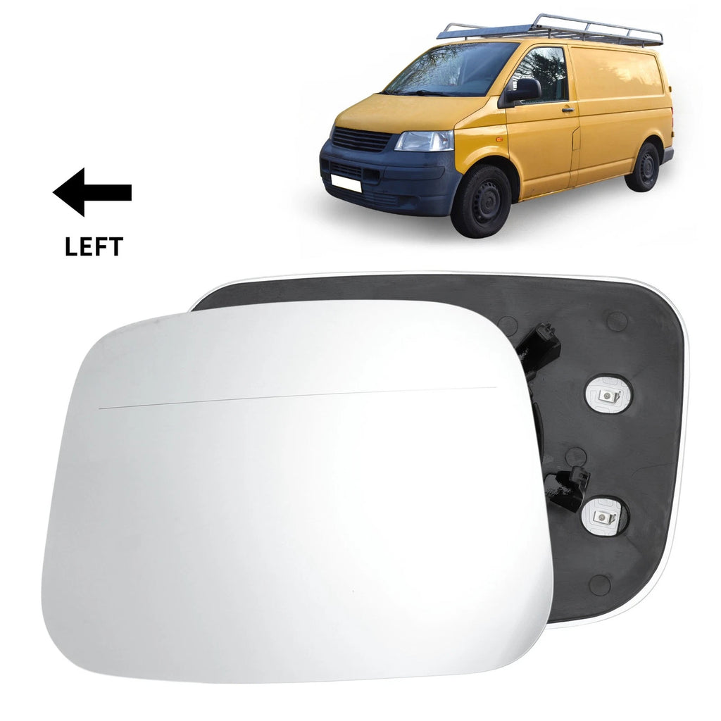 Left Side Wing Door Mirror Glass for VW Transporter T5, Caddy (2004–2015) No. 7E0853521