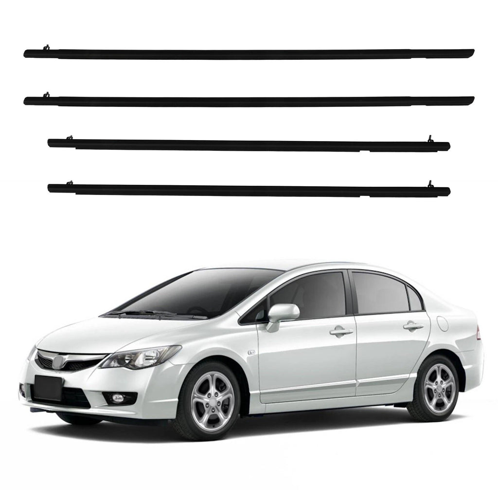 Set of 4 Weatherstrip Window Moulding Trim Seals for Honda Civic Sedan (2006–2011)