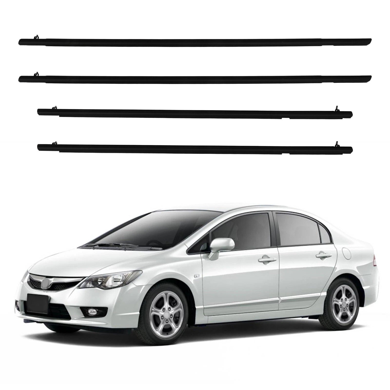 Set of 4 Weatherstrip Window Moulding Trim Seals for Honda Civic Sedan (2006–2011)