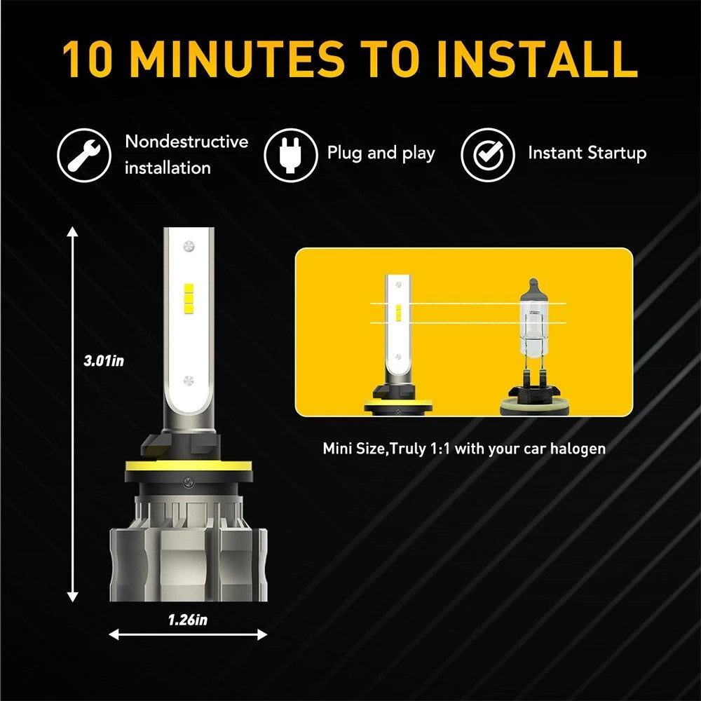 2X LED Fog Light Bulbs for Universal Fit (6500K)