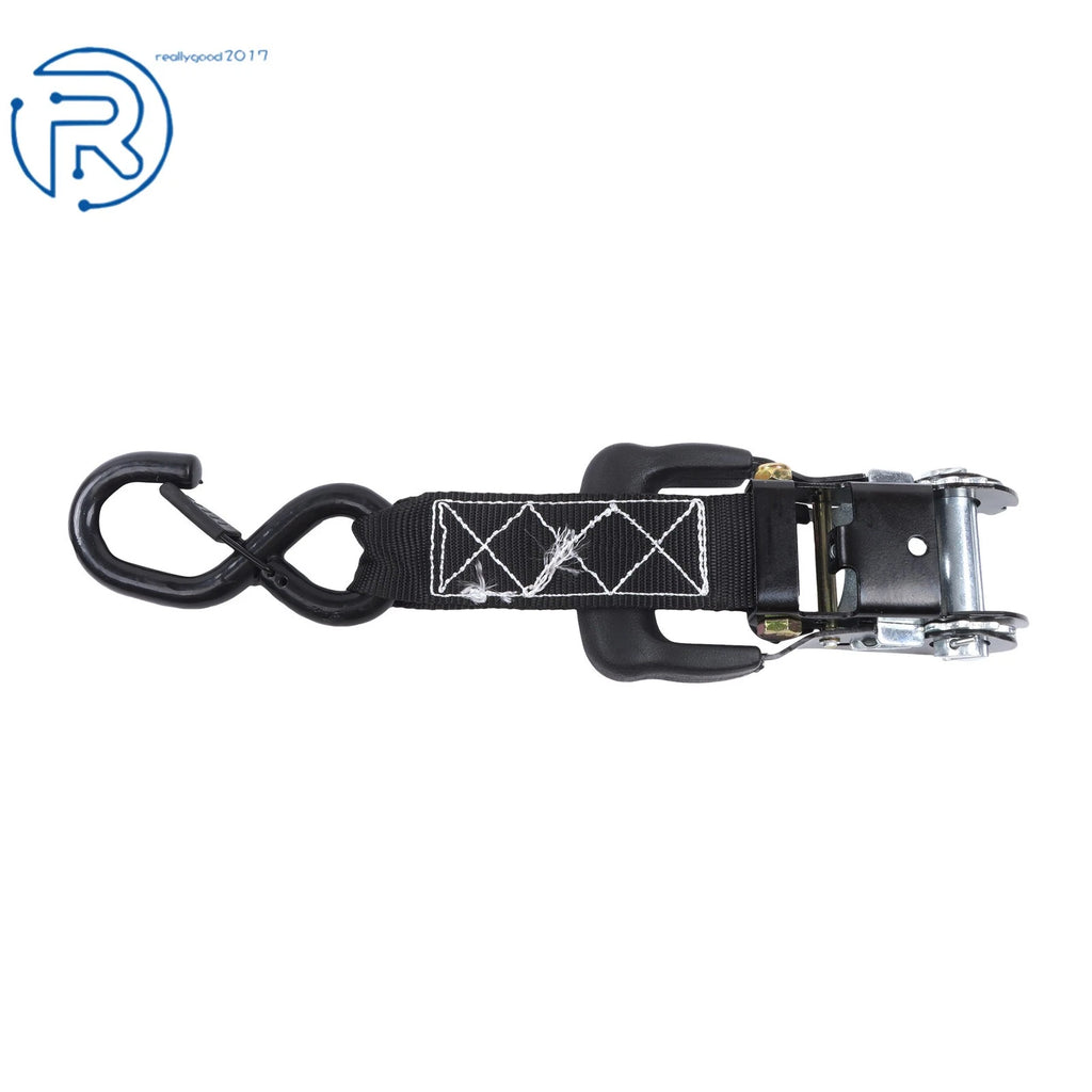 Set of 4 Heavy Duty Ratchet Straps with S Hook for Tie Downs (1.6" x 8')