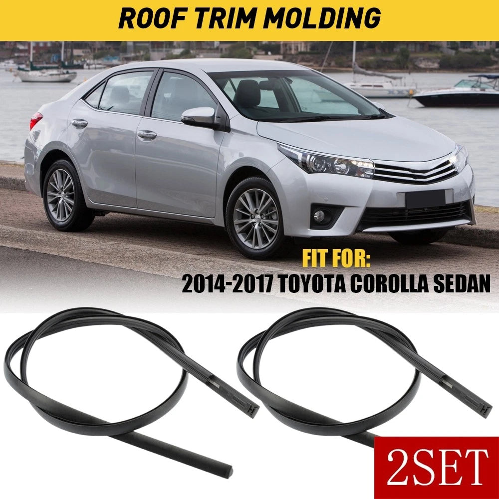 Set of 2 Roof Trim Molding for Toyota Corolla Sedan (2014–2017) Black