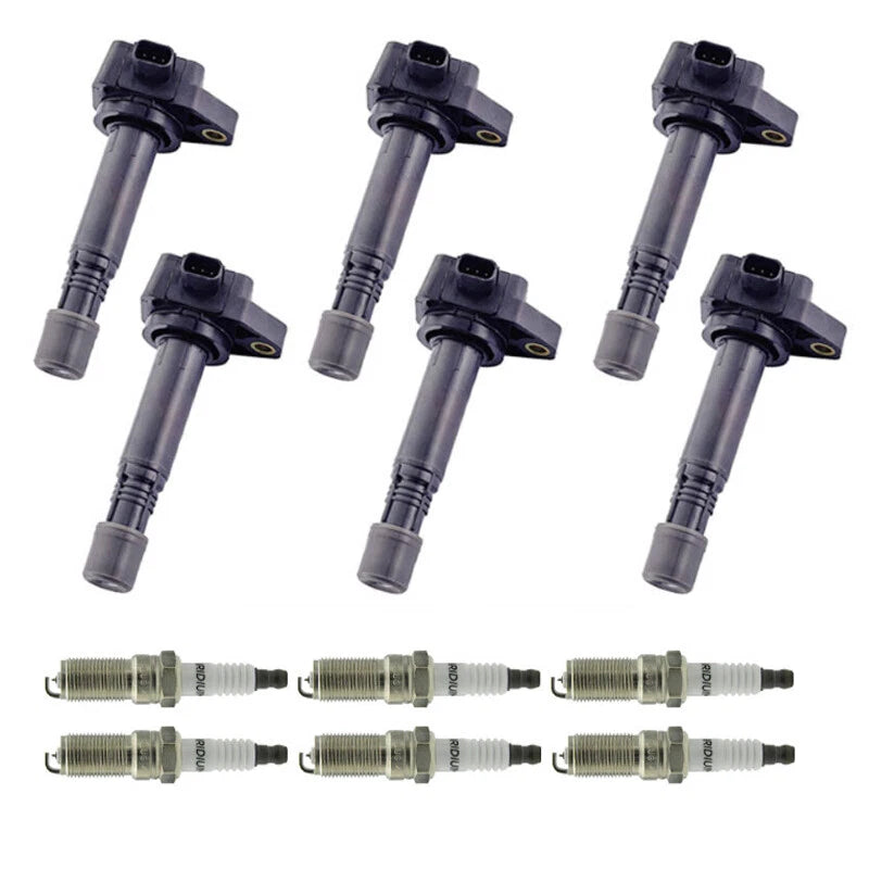Set of 6 Ignition Coils & Spark Plugs for Acura RL TL TSX Honda Accord Odyssey