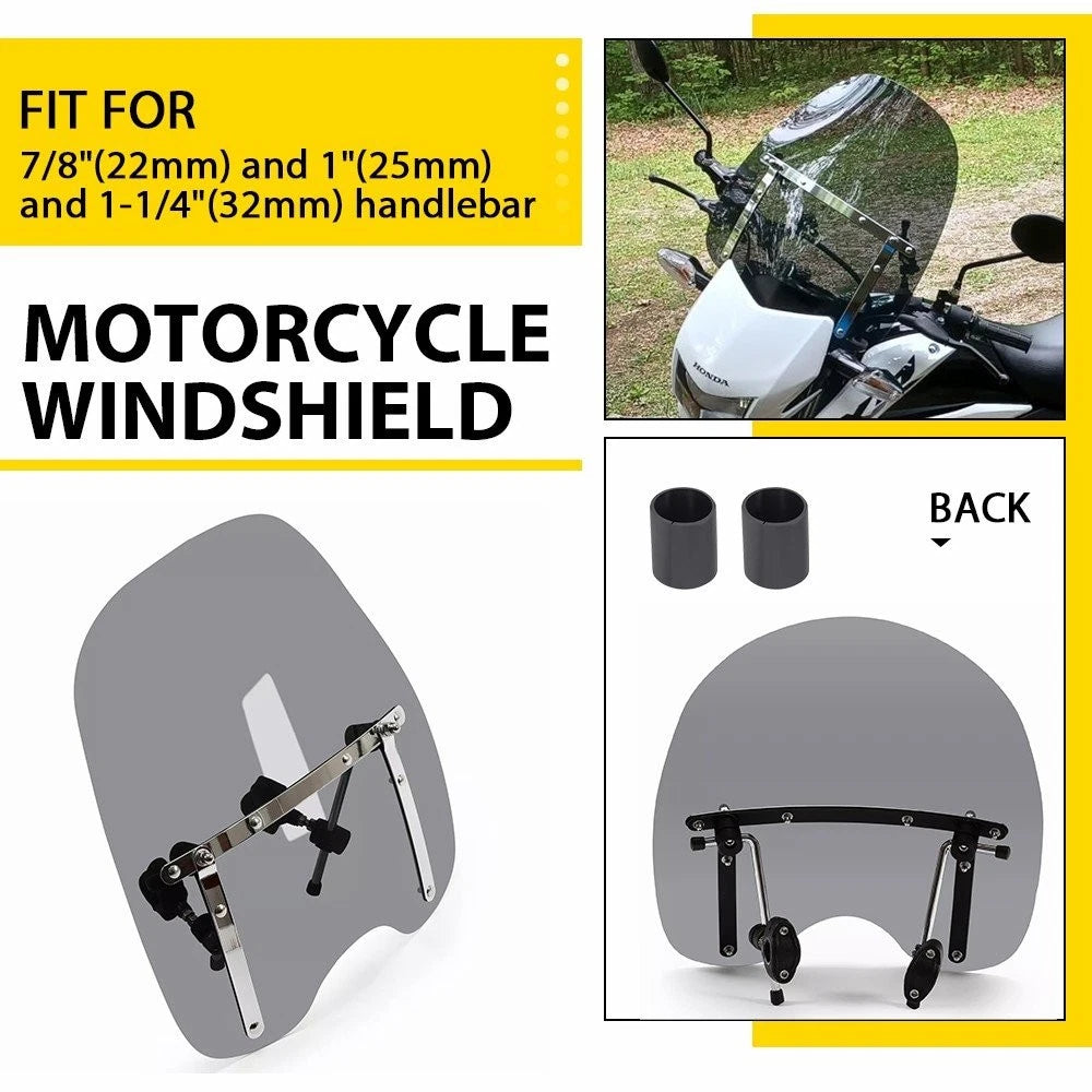 Large Smoked Windshield for Harley Honda Magna Shadow Spirit (19"x17")