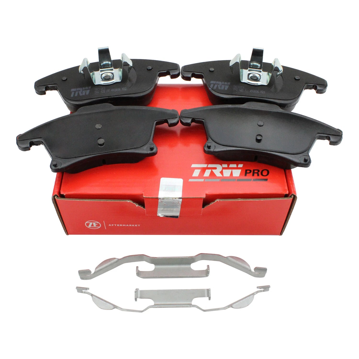 Set of 4 TRW Pro Ceramic Slotted Brake Pads w/ Clips for Ford Fusion Lincoln MKZ (2013–2020)