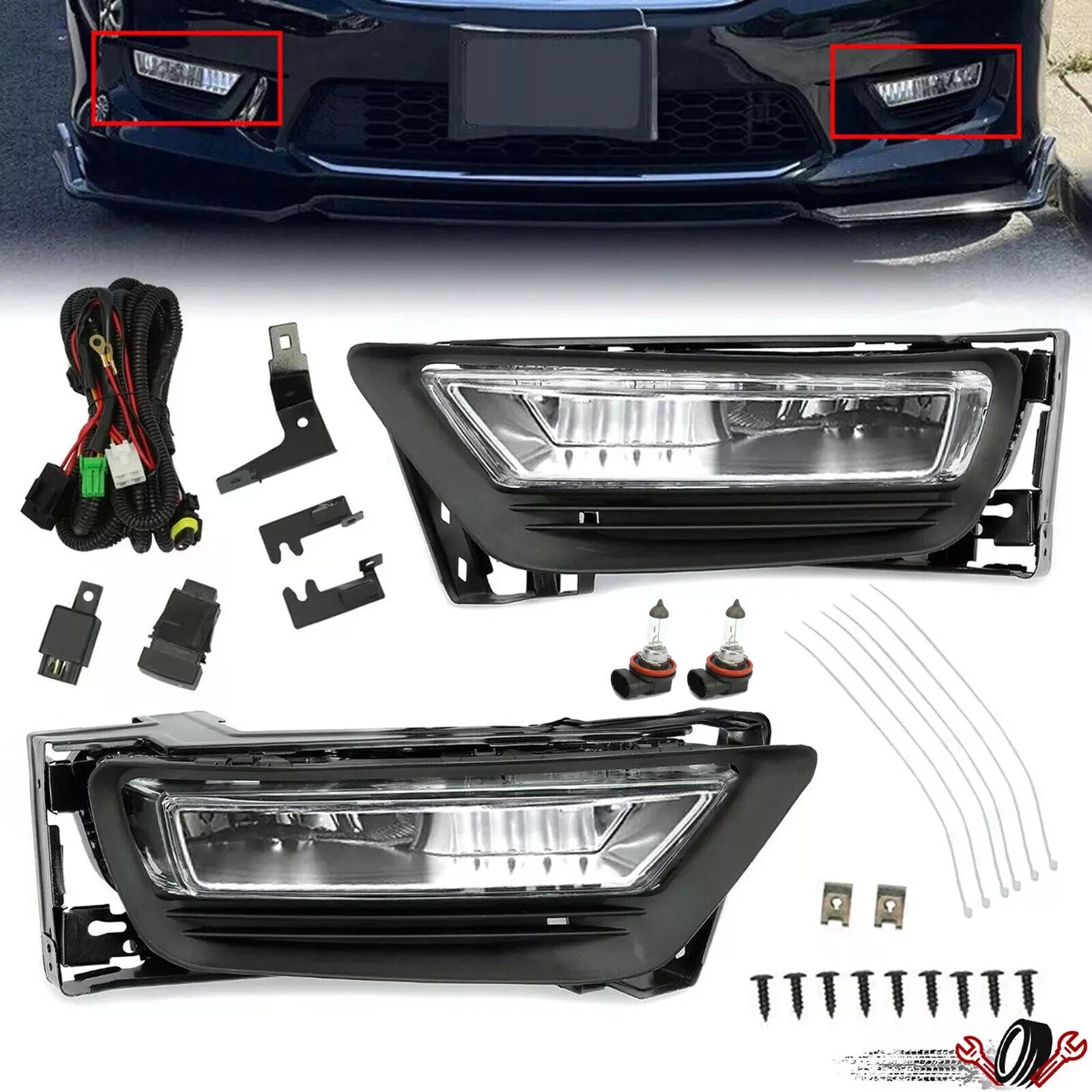 Set of 2 Front Bumper Fog Lights for Honda Accord (2013–2015)