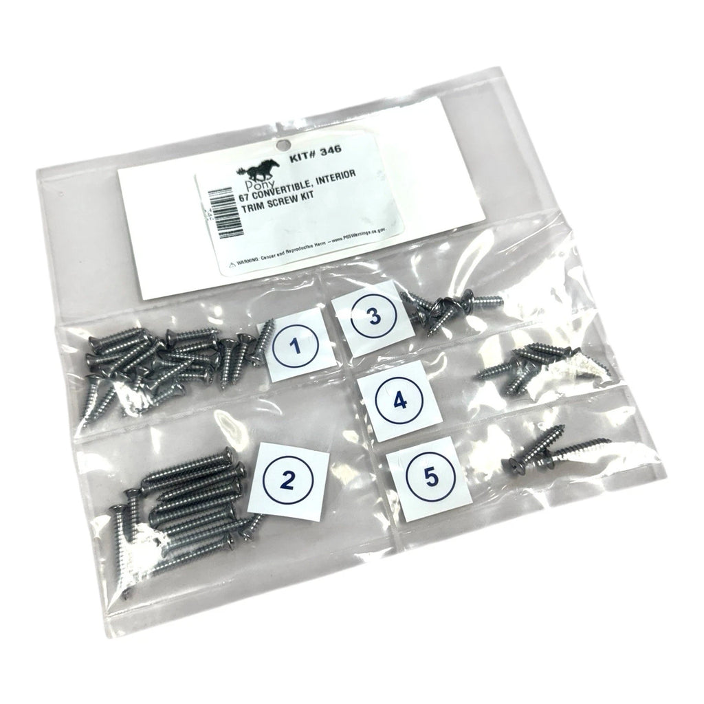 Interior Trim Screw Hardware Kit for 1967 Ford Mustang Convertible (OEM)