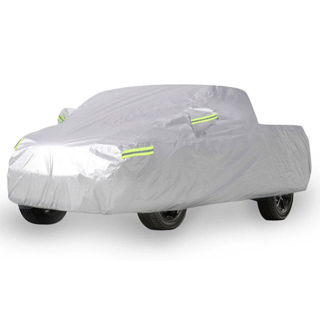Pickup Truck Cover Waterproof Silver with Reflective Strip Universal