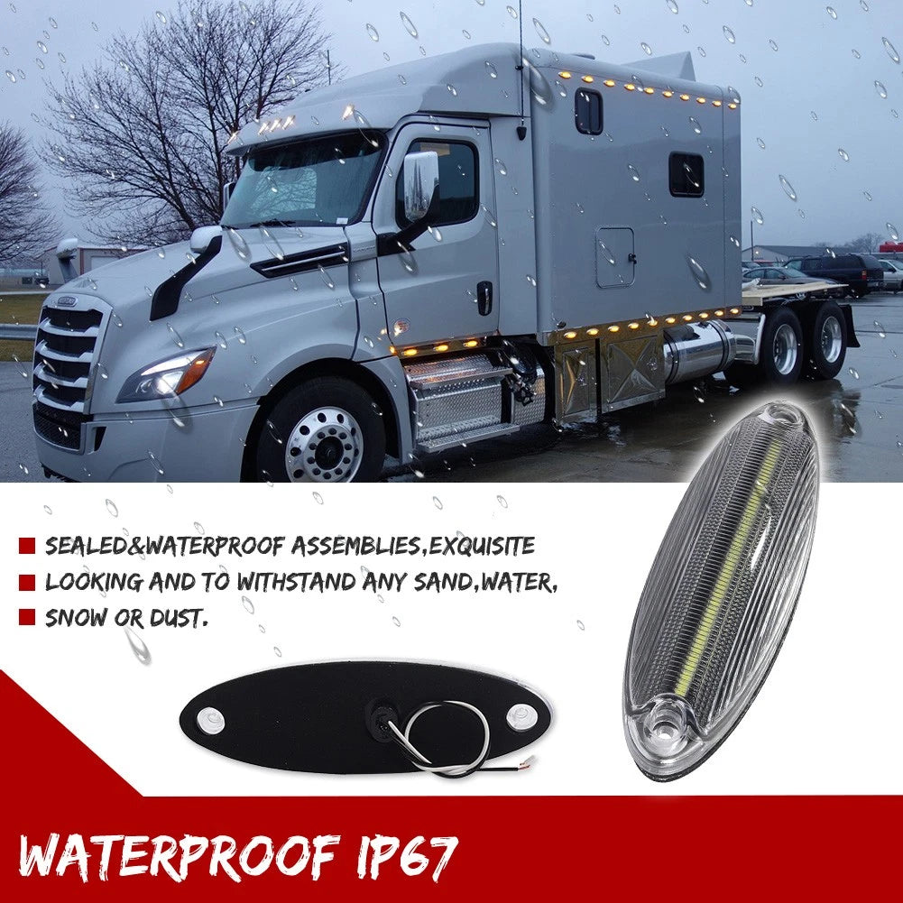 White LED Raised Roof Clearance Marker Lights for Freightliner Cascadia