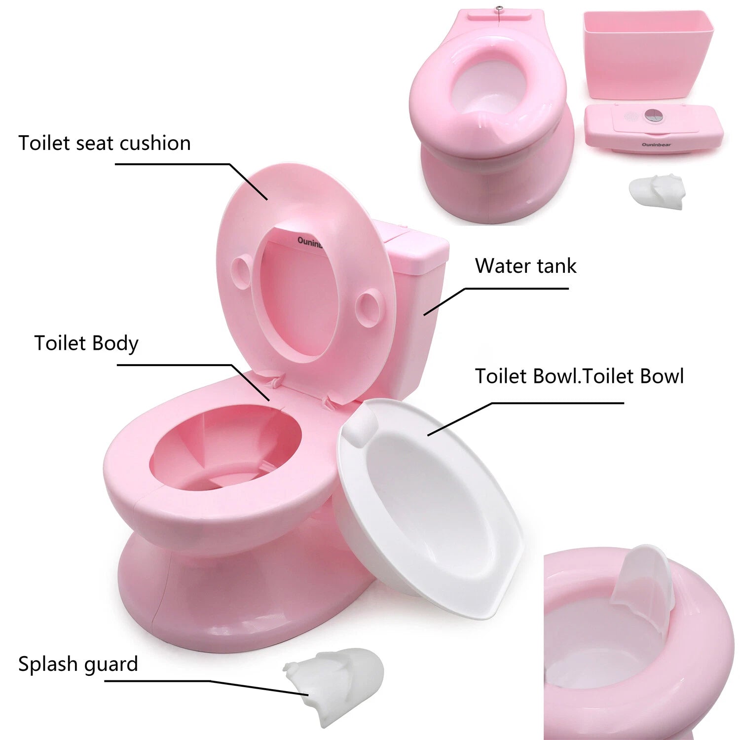 2X Training Toilet Seat Chair for Toddler Boys & Girls with Flushing Sounds