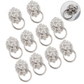 10Pcs Silver Lion Head Door Pull Handle for Cabinet Drawer