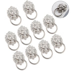 10Pcs Silver Lion Head Door Pull Handle for Cabinet Drawer
