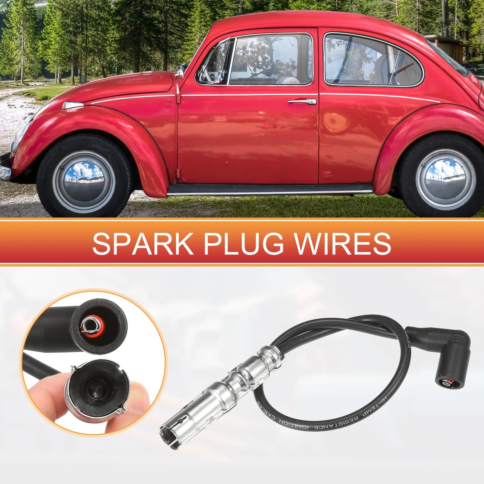 Set of 4 Spark Plug Wire Ignition Coil Cables No. 06A905430AK for Volkswagen Beetle 
