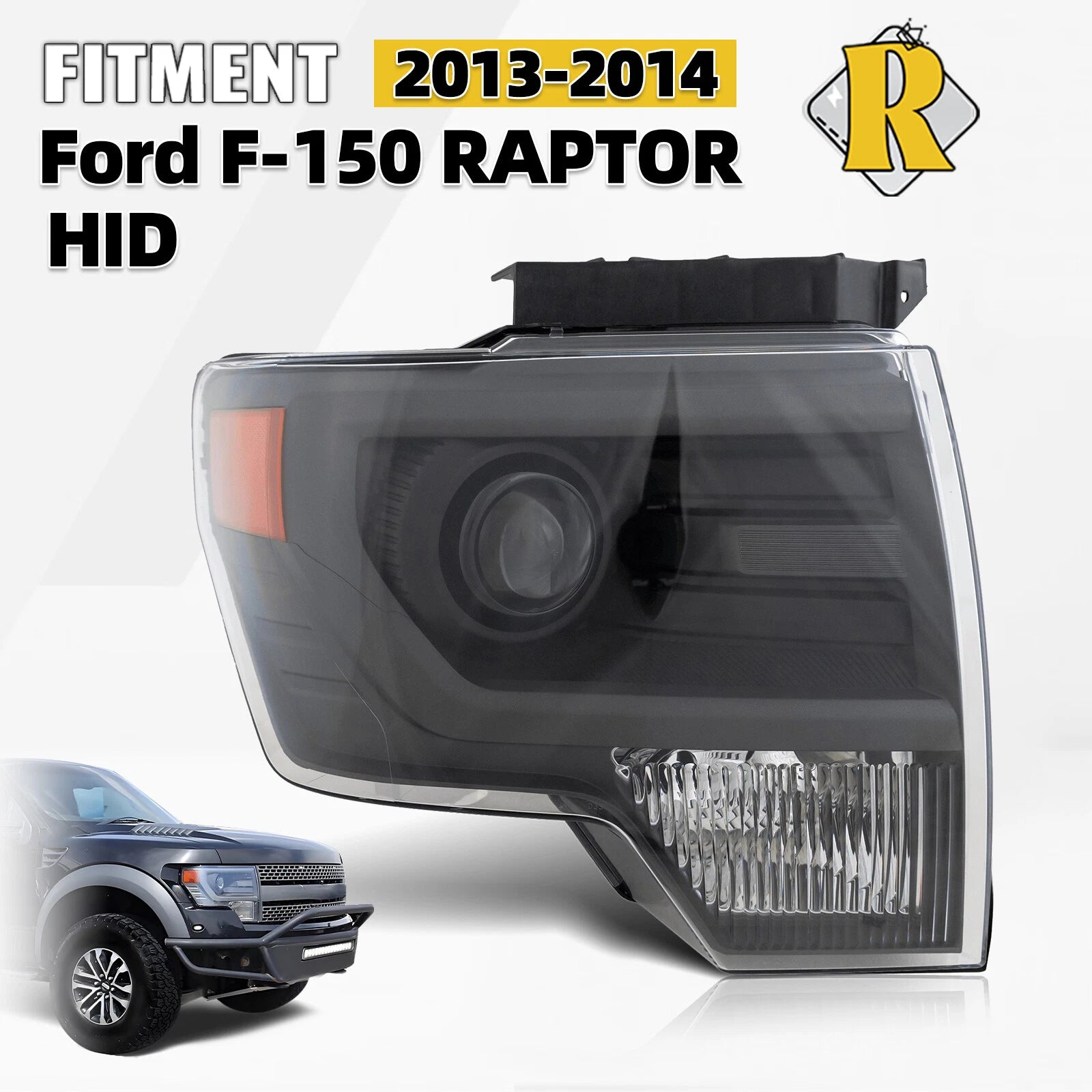 HID Headlight for Ford F150 SVT Raptor (2013–2014) Gray Trim, Passenger Side
