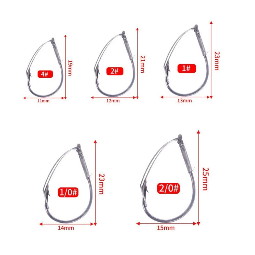 10pcs Wacky Rig Hooks for Fishing - High Carbon Steel, Weedless, Barbed