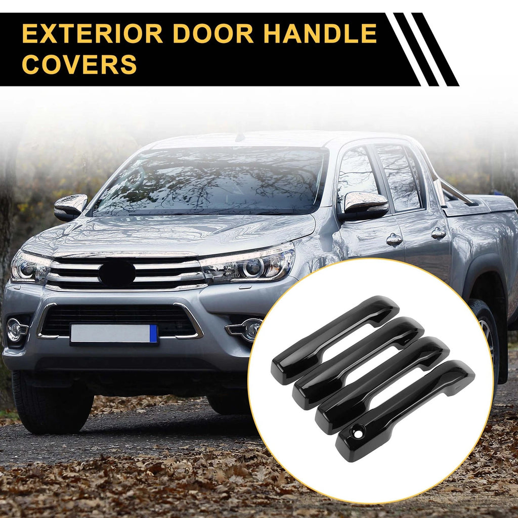 Set of 4 Car Exterior Door Handle Covers for Toyota Tundra (2022) Glossy Black