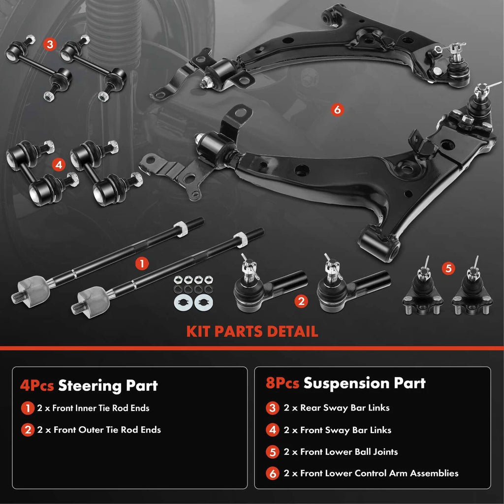 Control Arm Sway Bar Link Tie Rod Kit for Toyota Corolla (2019–2024)