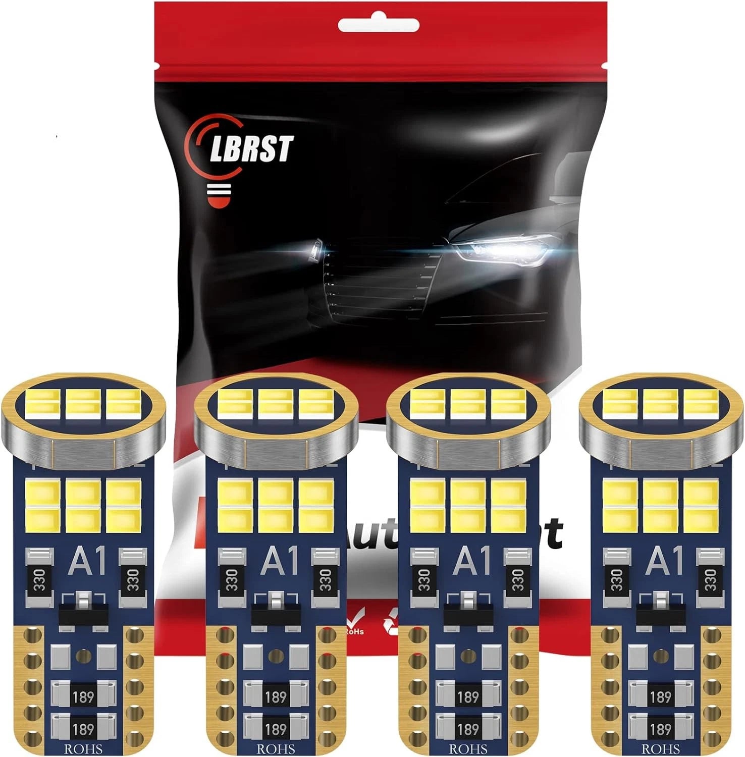 Set of 4 T10 LED License Plate Light Bulbs 152 168 175 for Vehicles