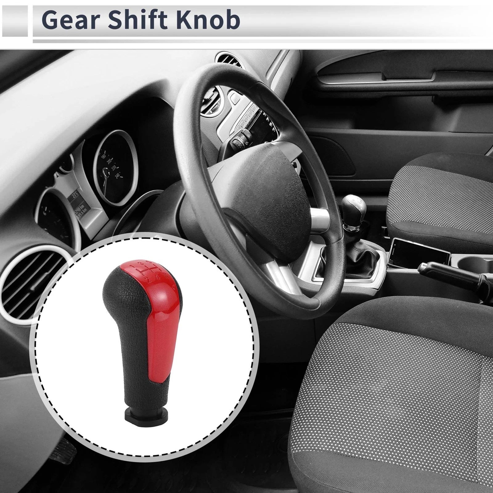 5 Speed Shift Knob for Chevrolet Spark (2013–2022) Red Black Plastic