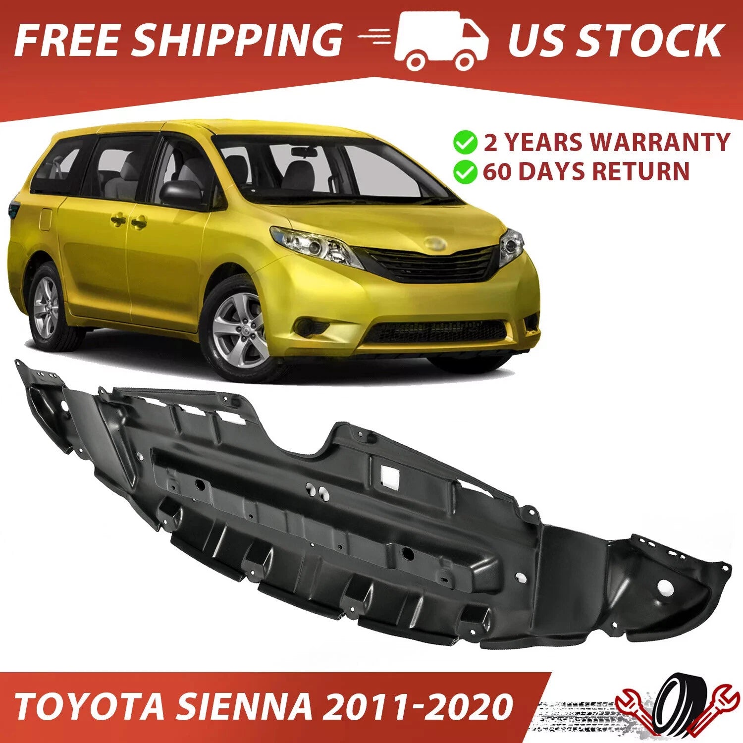 Front Lower Engine Splash Shield for Toyota Sienna (2011–2020)