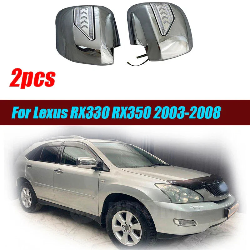 Pair / Rearview Mirror Cover Overlay Silver for Lexus RX330 RX350 (2003–2008)