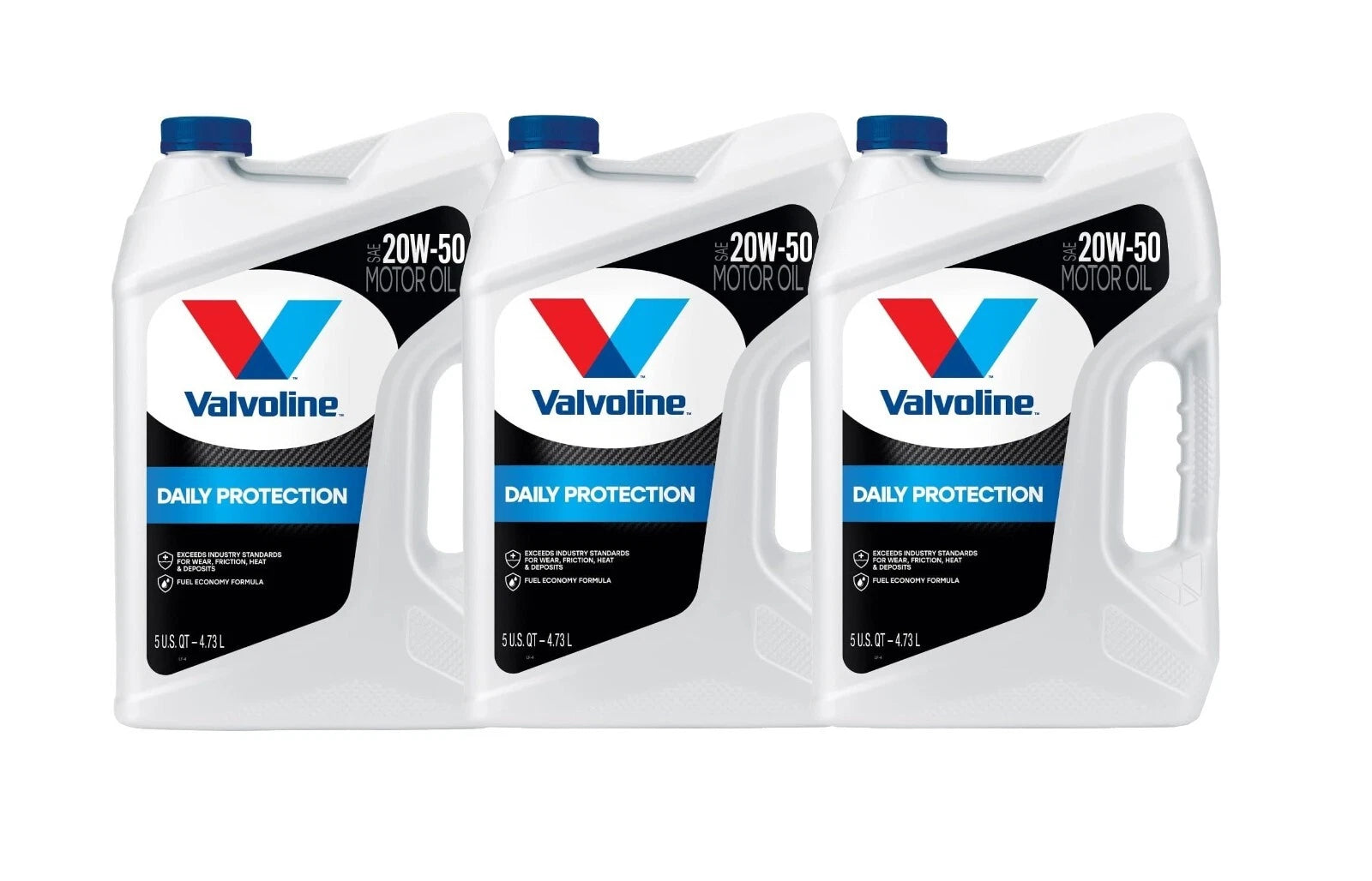 Set of 3 Quarts SAE 20W-50 Synthetic Blend Motor Oil for Daily Protection