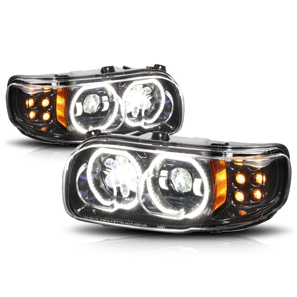 Dual LED Halo Projector Headlights for Peterbilt 388 389 567 (2008–2022)