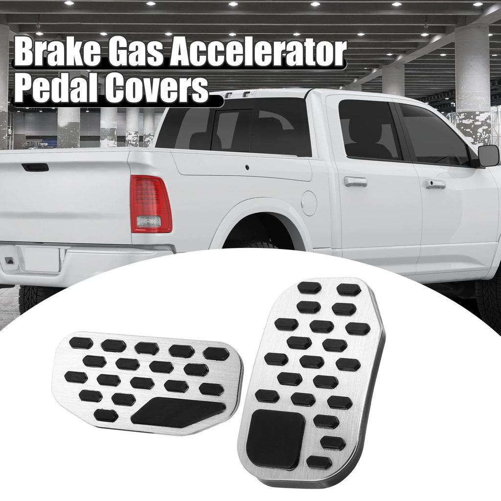 2X Brake Gas Accelerator Pedal Covers for Ford F150 (2022) - Silver Tone 718844648431