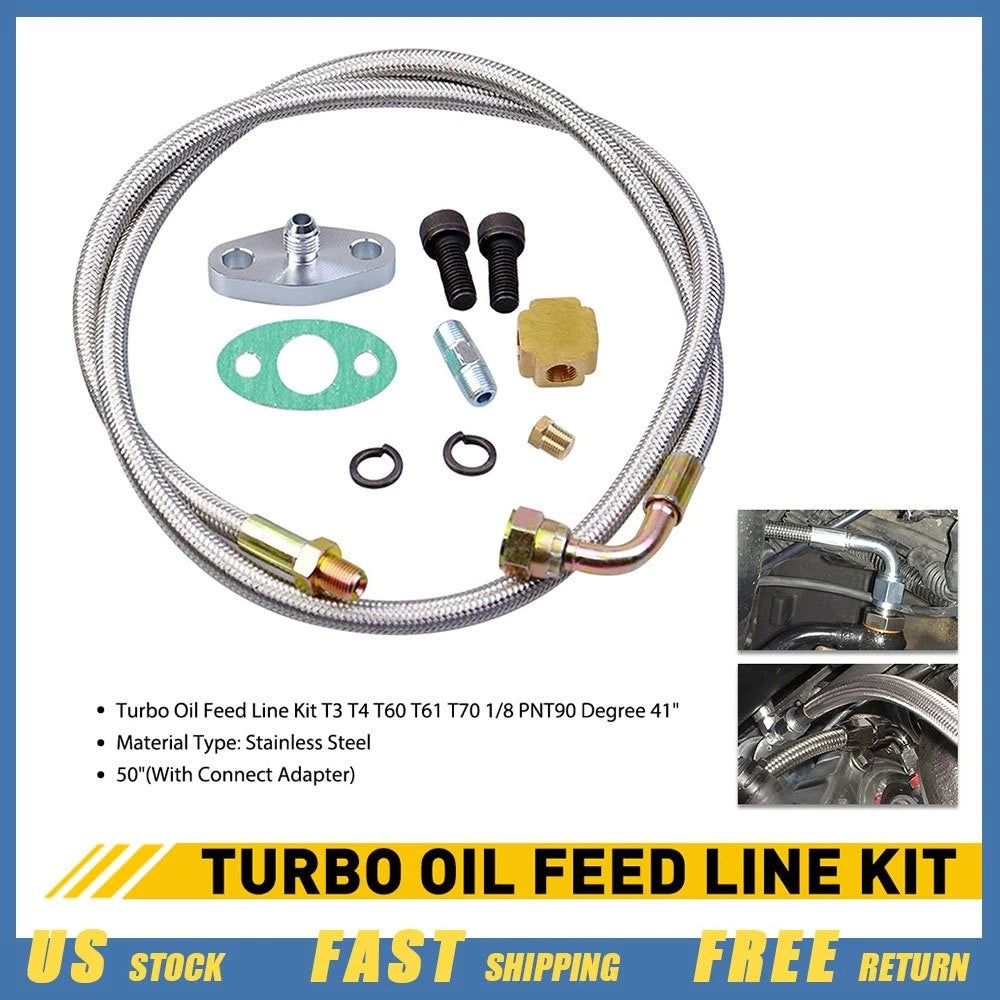 Turbo Oil Feed Line Kit for T3 T60 T4 T61 T70 Supercharged Engine (1/8 NPT)