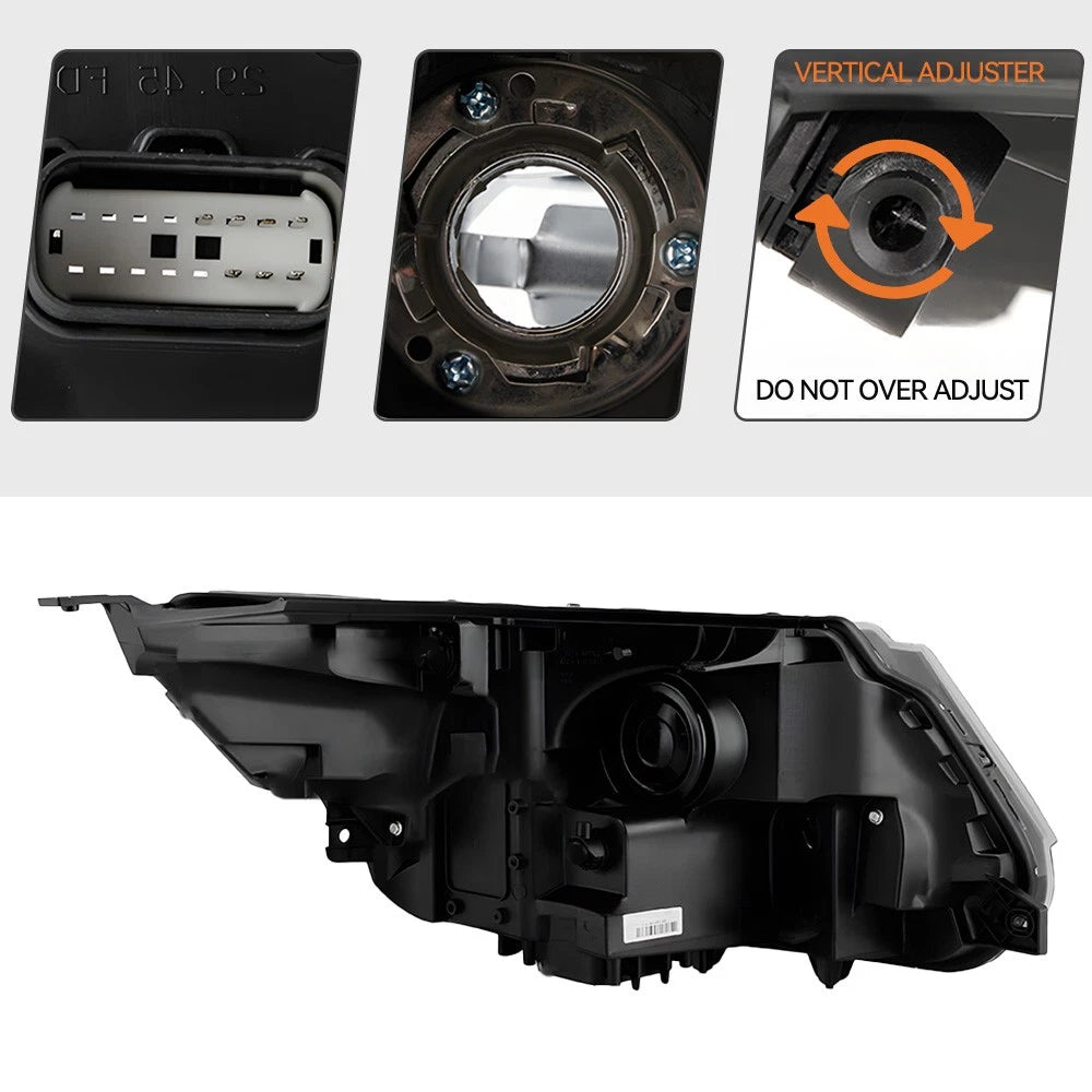 Halogen Headlight w/ DRL Black Bezel for Ford Explorer (2016–2018) Left Side