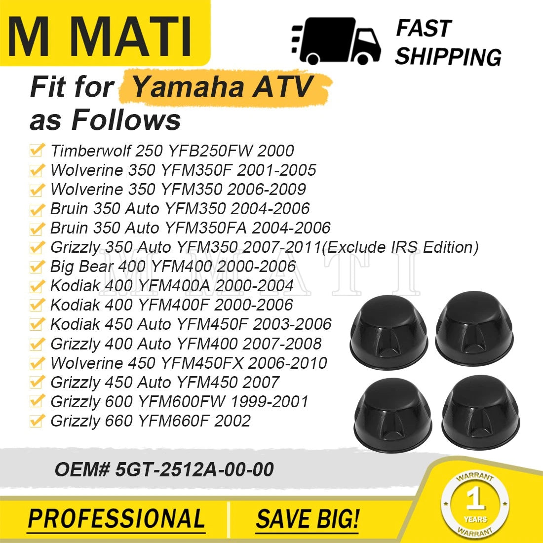 Rubber Wheel Cap for Yamaha Timberwolf 250 4X4 (2000) 5GT-2512A-00-00