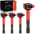 Set of 4 Red Ignition Coils for Honda CR-V (2015–2019) Accord (2013–2017) Acura TLX (2015–2020)