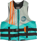 Fly Racing Neoprene Flotation Vest 2X-Large for Watercraft (Teal/Grey/Orange)