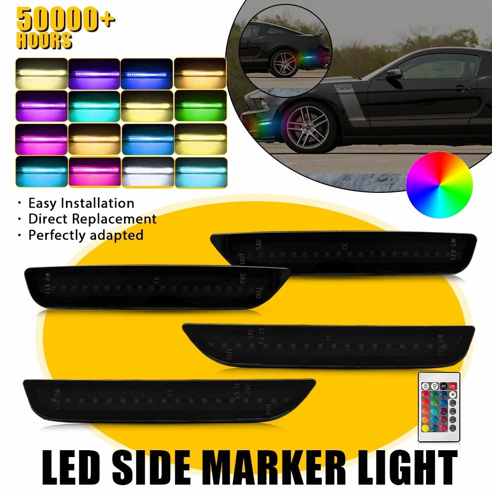 Set of 4 RGB LED Side Marker Lights for Mustang GT Boss 302 (2010–2014) AR3Z15A201A