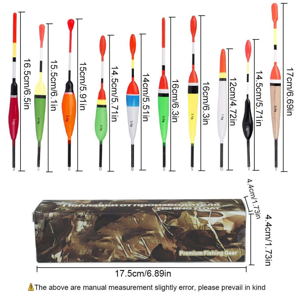 Set of 10 Assorted Balsa Fishing Floats for Sea Shore Applications